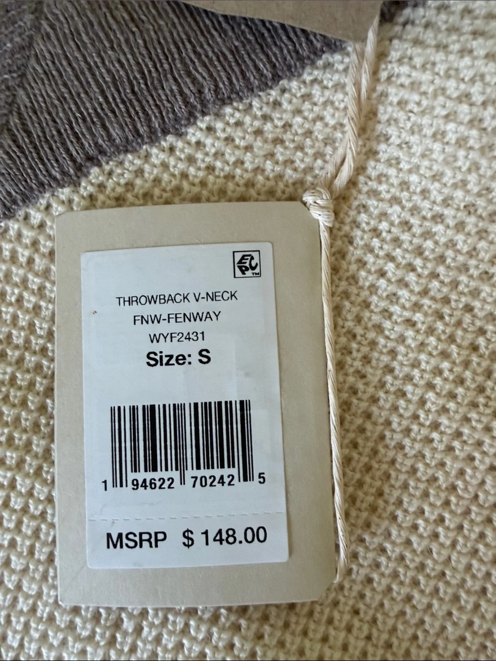 Faherty NEW Two-Tone Cream and Gray Knit Sweater